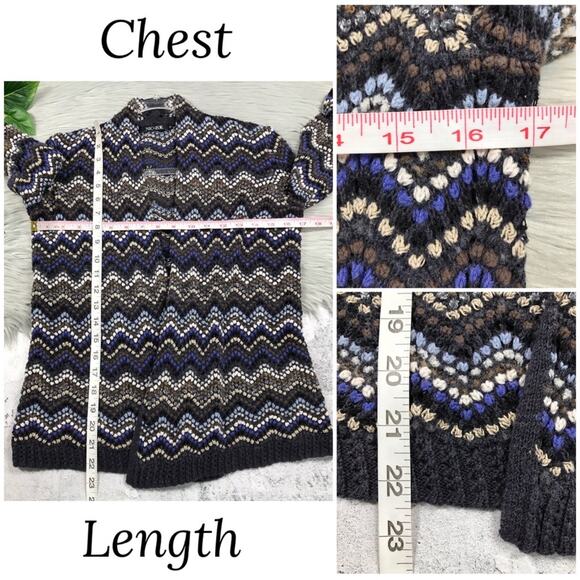 NIC+ZOE Celestial Open Front Chevron Pattern Knit Cardigan Women’s Size Small - Picture 12 of 13